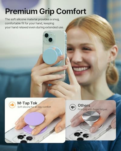 Sinjimoru Magnetic Phone Grip for MagSafe, Soft Silicone, Blue - Image 2