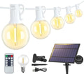 Larkvue 25FT Solar String Lights with Remote, 3 Modes, 11 G40 Bulbs, White by Larkvue