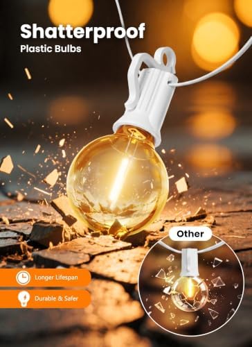 Brightown Outdoor String Lights, 100FT 50+2 Bulbs Shatterproof Patio Lights - Image 2