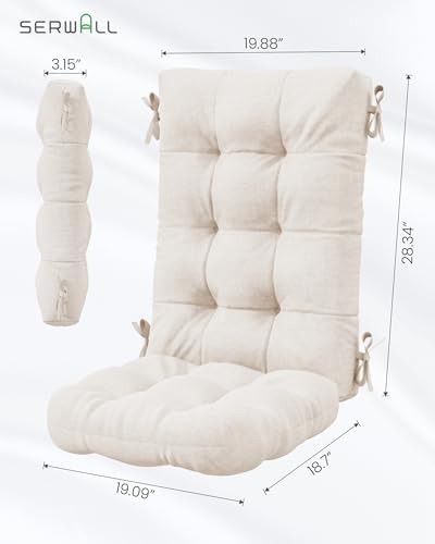 SERWALL HDPE Outdoor Rocking Chair Cushion Set of 2, Beige - Image 3