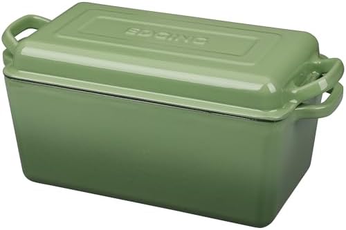 EDGING CASTING Enameled Cast Iron Dutch Oven, Oblong Bread Oven for Sourdough Bread Baking, Baking Pan, Dual Handles, Oven Safe, 4 Quart, Pistachio Green - Image 3