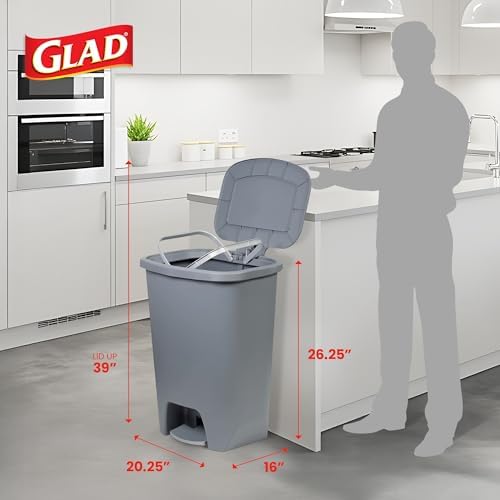 Glad Trash Can with Clorox Odor Protection | Plastic Bin, 20 Gallon, Grey - Image 2