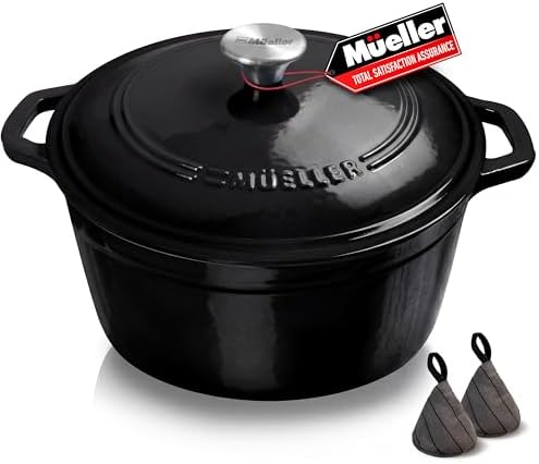 MUELLER HOME 6 Quart Enameled Cast Iron Pot Dutch Oven, Heavy-Duty by MUELLERHOME