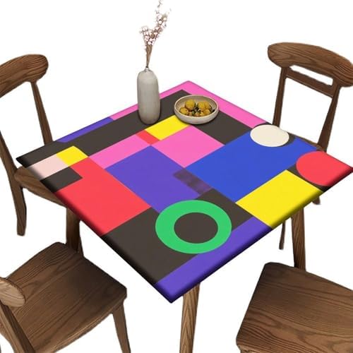 Card Tables Folding Square, Modern Geometric Pattern Printed on Polyester Game Table Cover, Suitable for Home Dining Camping BBQ, Fit for 44" x 44" Square Tables by JRBSZMI2
