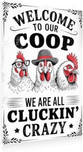 BEASTZHENG Funny Chicken Coop Sign Wall Art Welcome To Our Coop Decorative Metal Tin Sign for Farm Garden 8 x 12 Inches by BEASTZHENG