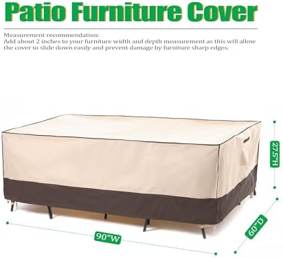 F&J Outdoors Patio Furniture Cover, Beige + Coffee, 90"W x 60"D x 27.5"H - Image 2