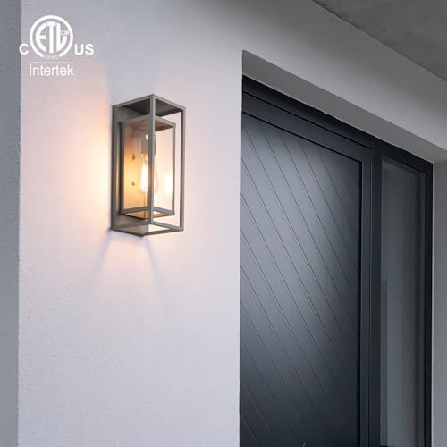 mirrea 14" Modern Outdoor Porch Wall Light, Matte Gray, 2 Pack - Image 3