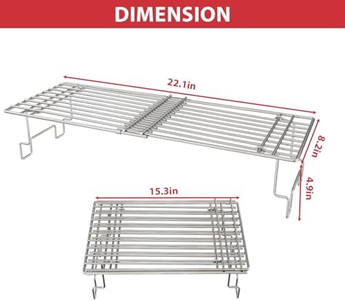 Universal Griddle Warming Rack for Pit Boss Traeger Wood Pellet Smoker Grill, Adjustable Warming Rack for Weber Blackstone and More Tabletop Flat Rack - Image 2