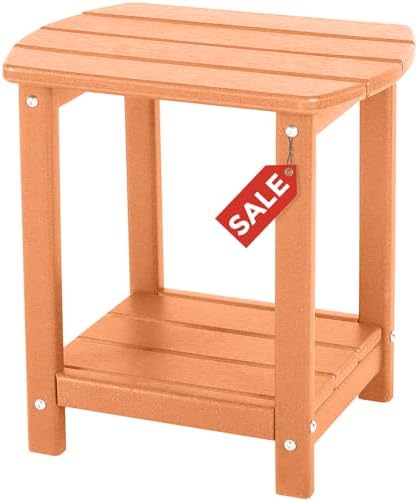 Adirondack Square Outdoor Side Table,2-Tier Storage Patio Side Table, HDPE End Tables for Backyard Pool Porch Garden Lawn by GARDENSTAR