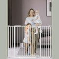 DEARBB Extra Wide Baby Gate Ultra Narrow Spacing 30.11-77.36" Pressure Mounted Double Lock Swing Auto Close Walk Through Metal Safety Pet Gate for Stairs and House Doorway Kitchen by DEARBB