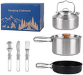 aiGear Upgraded Nonstick Camping Cookware with Pot Pan Kettle Cutlery by aiGear