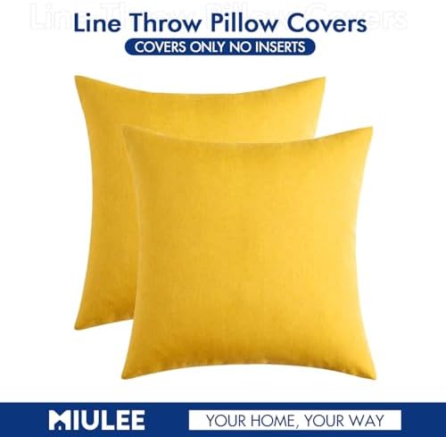 MIULEE Decorative Outdoor Pillow Covers Waterproof 20x20 Mustard Yellow - Image 6