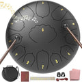 Large Steel Tongue Drum Handpan: 12 Inches 13 Notes Rain Drums for Outside Garden, Meditation Hand Pan with Music Book, Mallets and Carry Bag, Musical Instrument for Adult Kid Gift (Black) by INNOWARMER