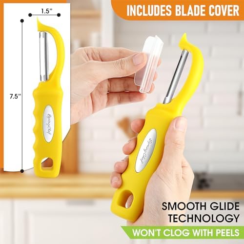 Spring Chef Swivel Potato Peeler with Soft Grip Handle, Set of 2, Yellow - Image 4