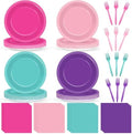 96 PCS Teal Blue Pink Purple Paper Plates and Napkins Birthday Party Supplies Lets Pawty Puppy Tableware Set Colorful Puppy Themed Party Favors Baby Shower by ojustbeok