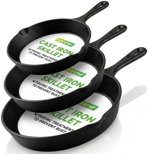 NutriChef 3 Pieces Pre-Seasoned Cast Iron Skillets by NutriChef%E2%84%A2Kitchen