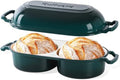 Cast Iron Double Dutch Oven, Mini Enamel Sourdough Bread Pan with Lid by Culivora