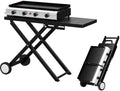 Bonnlo Foldable Flat Top Grill with 4 Burner, Powerful 40,000 BTU Propane Gas Grills with Ignition, Enamel Griddle, Side Shelf & Portable Cart with Wheels for Outdoor Camping Hibachi Grill Use by Bonnlo