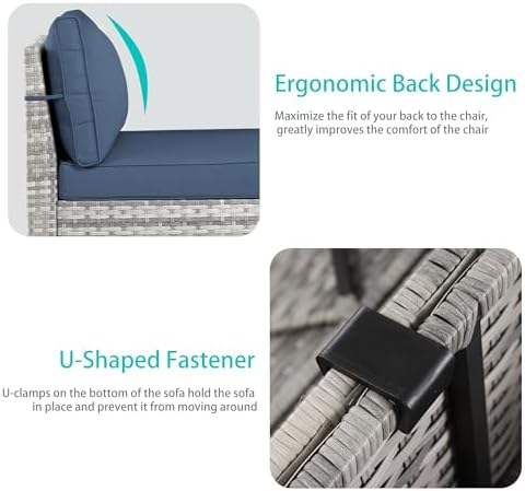 Outdoor Patio Furniture Set PE Wicker Rattan Outdoor Sectional Sofa - Image 5
