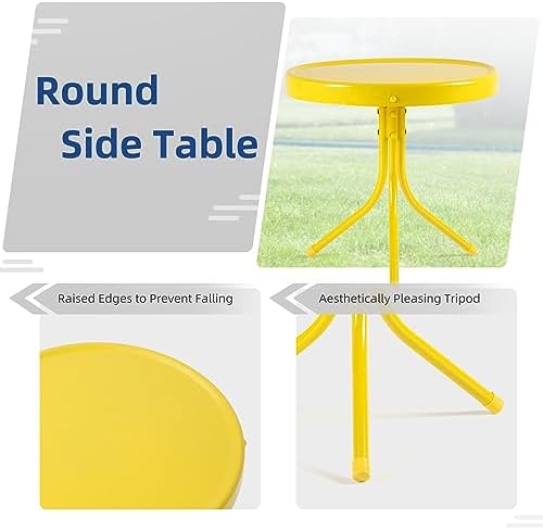 Outdoor 3-Piece Metal Bistro Set, Patio Conversation Set of 2,Yellow - Image 7