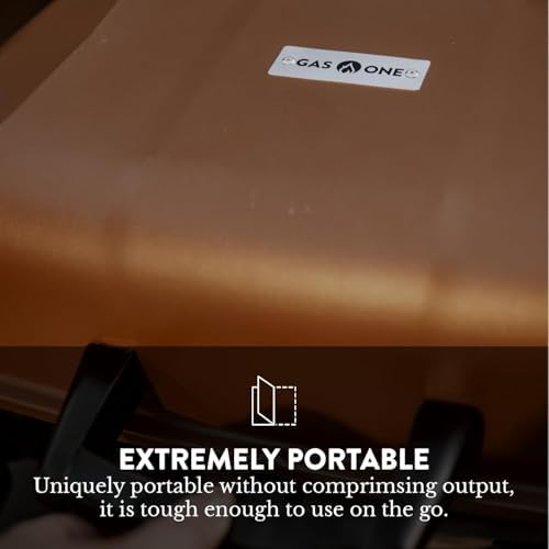 GasOne Tabletop Propane Grill – Portable Grill Propane with Heat Resistant Handles, Large Cooking Surface – User Friendly Temperature Control Knob Portable Gas Grill for RV, Camping, Home – Tan Brown - Image 5