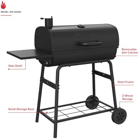 Nexgrill 29" Charcoal Grill with Side Shelf and Adjustable Charcoal Tray - Image 2