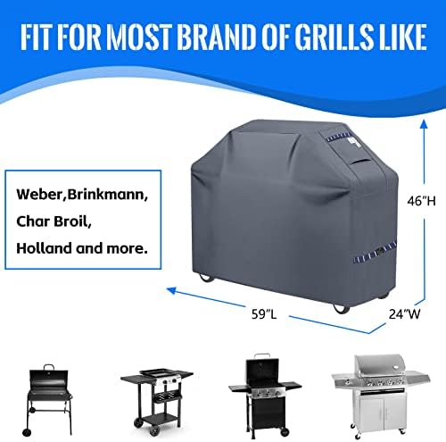 Grill Cover 600D Heavy Duty, Universal Fit Waterproof BBQ Grill Protector with Adjustable Straps, Weatherproof Outdoor Oven Cover for All Seasons - Image 2