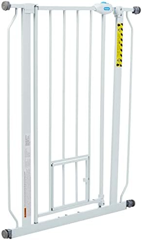 Carlson 36" Extra Tall Walk Through Dog Gate for Doorways & Bottom of Stairs, Metal Pet Gate with Small Pet Door, Expands 29”–36.5”, White - Image 4