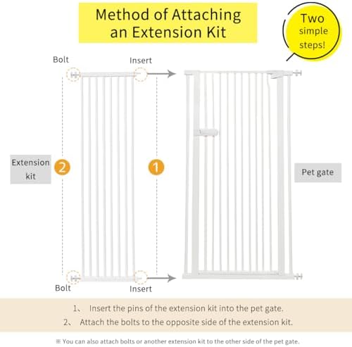 Lumizone Extra Tall Cat Gate Extension Kit 55.12" High 16.73" Wide White - Image 2