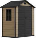 DWVO 6.2x3.4 FT Outdoor Resin Storage Shed with Floor, All-Weather Bike Storage Shed with Lockable Door, Window and Vent, Waterproof Plastic Tool Storage for Garden, Backyard, Patio, Lawn, Brown by DWVO