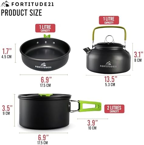 Fortitude21 Camping Cookware Set - 19-Piece Lightweight Backpacking Cookware with Pots, Pans, Utensils - Compact Outdoor Cooking Kit for Camping, Hiking, Backpacking & Survival - Image 2