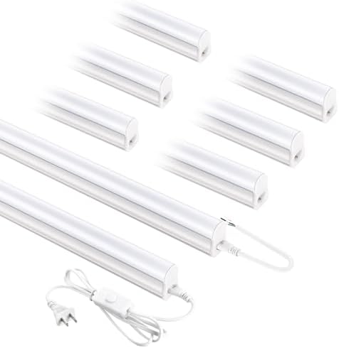 (8 Pack) 4FT LED Shop Lights, 2300LM 6500K Bright White, 20W Linkable Shop Lights, Plug in Shop Lights with ON/Off Switch for Garage Workshop Basement Cabinet, Fluorescent Light Fixtures Replacement by YULINKCOLighting