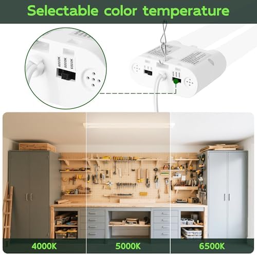 Hlite 4FT LED Shop Lights with Power Cord 5500LM,3 Power Level&3CCT,2 Pack - Image 3