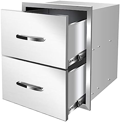 Stainless Steel Outdoor Kitchen Drawers - 3-Drawer BBQ Drawer, Built-in, Flush Mount for Outdoor Kitchens & BBQ Islands, 18Wx23Dx23H-2L by OLIPIC