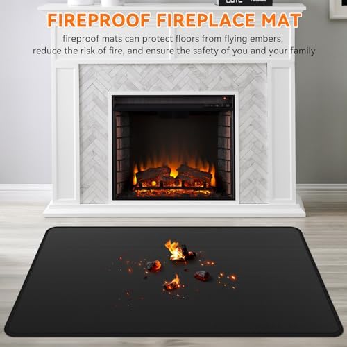 Fireplace Mat Fireproof, 39 x 25 Inch Hearth Rugs for Fireplaces Fire Resistant, Indoor Fire Pit Wood Stove Pads, Outdoor Under Grill Mats, Protect Floors and Decks from Sparks Embers - Image 4