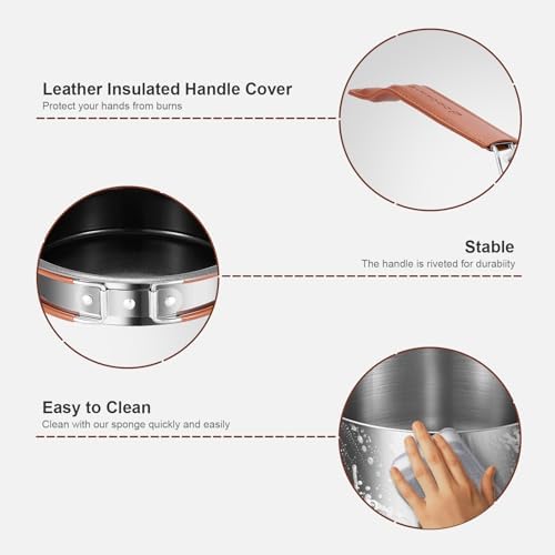 Odoland 10pcs Camping Cookware Stainless Steel Camping Pot and Pan Set with Plate Bowl Fork Knife Spoon for Backpacking, Hiking, Outdoor Cooking and Picnic - Image 6