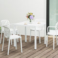 Costaelm Outdoor Dining Table for 4, Square Metal Patio Table, 4-Person Weather Resistant Steel Slat Table for Lawn Garden Backyard, White by Costaelm