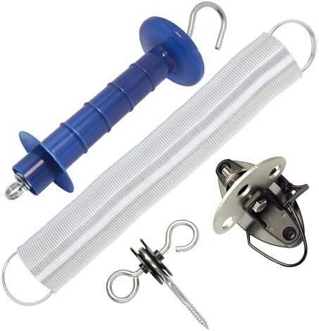 5 Pack Electric Fence Gate Kit, with Spring Gate Handle, 2 Anchor Insulators and 23 Feet Tension Big Spring，for Electric Fence Gate Livestock Fence Agricultural Fencing and Pasture - Image 3