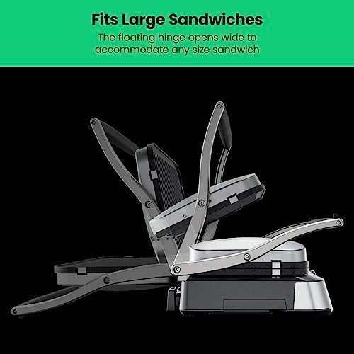 Chefman 5-in-1 Digital Panini Press Grill Sandwich Maker and Griddle Grill Combo with Removable, Reversible Dishwasher-Safe Grilling Plates, Opens 180° for Indoor BBQ /Flat Top Grill, Stainless steel - Image 6