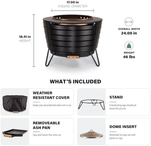 TIKI Patio 25-Inch Smokeless Outdoor Wood Burning Fire Pit with Cover - Image 2