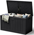 240 Gallon HDPE Deck Box Outdoor Indoor Waterproof Storage Box for Patio Furniture, Pool Accessories, Garden Tools, and Cushion Storage, Black by Acurax