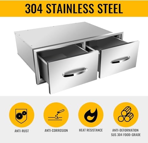 Outdoor Kitchen Single Drawers 30" W x 10" H x 20" D Stainless Steel - Image 3