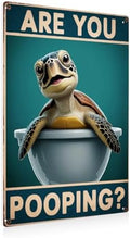 BEASTZHENG Funny Sea Turtle Bathroom Metal Tin Sign – Are You Pooping Turtle Decor, Ocean Theme Wall Art, Tropical Turtle Bathroom Accessories, Sea Life Tin Sign for Restroom by BEASTZHENG
