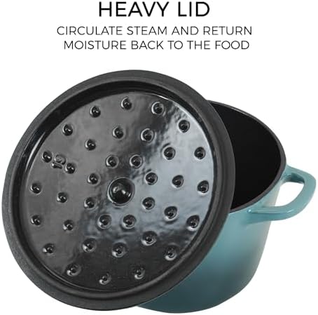 Flavehc Dutch Oven Pot with Lid 1.8 Qt Cast Iron Dutch Oven for Bread Baking, Slateblue Enameled Cast Iron Rice Pot, Small Deep Dutch Oven for Rice, Beans & Side Dishes - Image 3