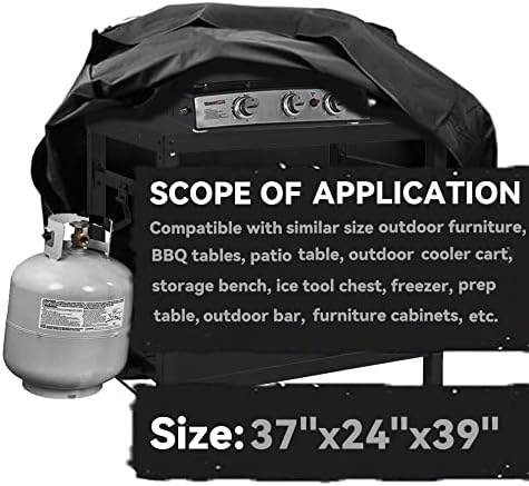 Outdoor Dining Cart Cover for 47inch Royal Gourmet Cart, Black - Image 7