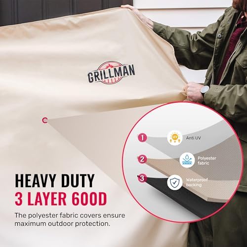 Grillman Waterproof BBQ Grill Cover for Outdoor Grills, 60 Inch, Tan - Image 4