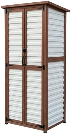 Waterproof Outdoor Storage Cabinet, 69" Tall Fir Wood Vertical Tool Shed by embraceoutdoorliving