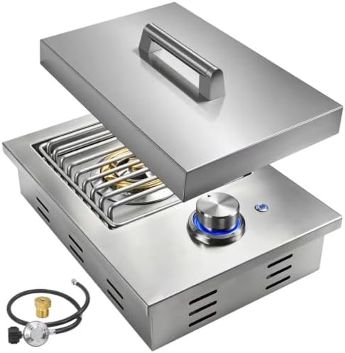 Built-In Single Side Burner for Outdoor Kitchen, 17,500 BTU Liquid Propane by Qualipo