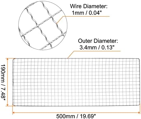 HARFINGTON Square BBQ Grill Net 19x50cm Stainless Steel Cross Wire Barbecue Mesh Mat for Baking Smoking Charcoal Grilling Roasting - Image 2