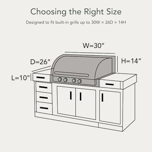 Covermates Classic Built-in Grill Cover - 30" Wx26 Dx14 H - Water Resistant - Image 2